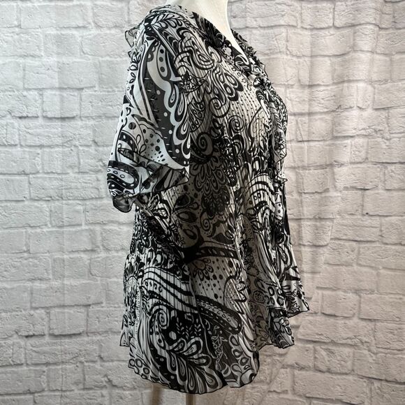 New York City Design Separates Sheer Blouse Women's 4XL Plus Size Paisley Shirt - Picture 5 of 7